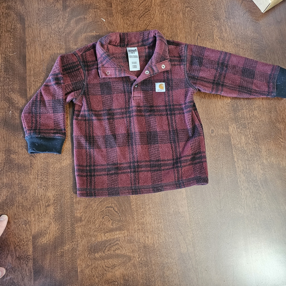 Carhartt Kids Plaid Sweatshirt - Burgundy and Black